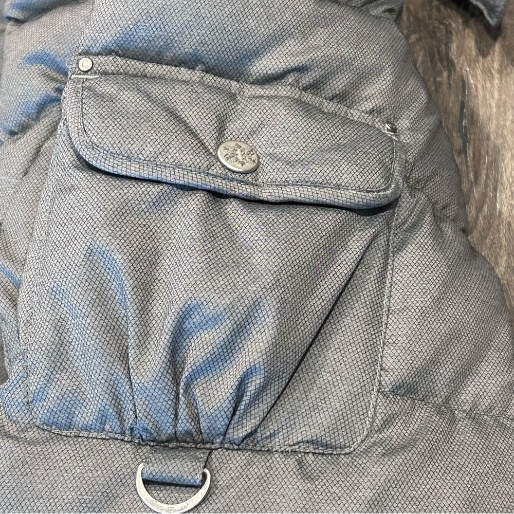 Eddie Bauer Gray Puffer Jacket Down Filled Long Length Women’s Size Tall Large - Picture 5 of 8